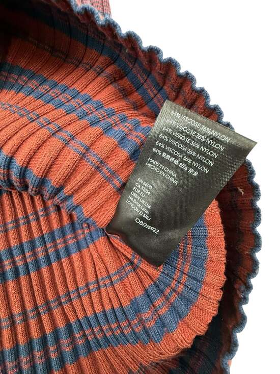 Maeve by Anthropologie Orange and Blue Striped Rib-Knit Quarter-Zip Sweater Size - Picture 3 of 6